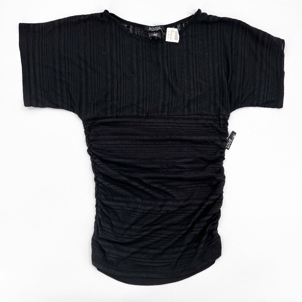 NEW Rogue Collection Shirt Womens Small Black Blouse Sheer Short Sleeve